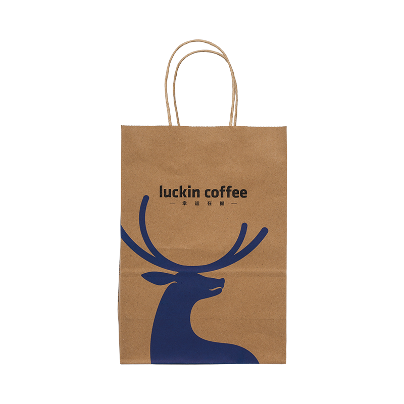 Beg minuman teh bawa tangan kertas kraf bercetak berwarna